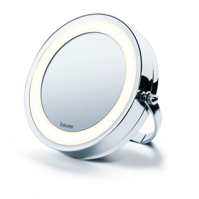 Espejo con luz led y aumento para maquillaje | Espejo cosmético de pared y  de tocador (removible) 2 en 1 | Cromado