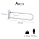 Barra abatible baño | Soporte para papel | Doble barra de seguridad | 80 cm | Arco - Foto 2