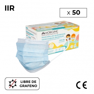 50 Mascarillas infantiles quirúrgicas IIR (o adulto talla XS) | 0,05€/ud | Desechable| 3 capas | Caja 50 uds | Mobiclinic