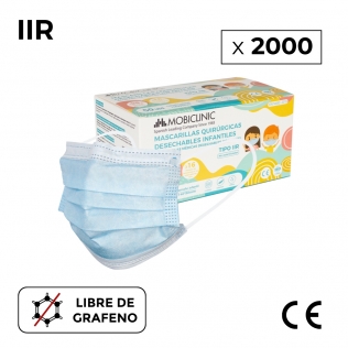 2000 Mascarillas quirúrgicas infantiles IIR (o adulto talla XS) | 0,04€/ud | Desechables | 40 cajas de 50 uds | Mobiclinic