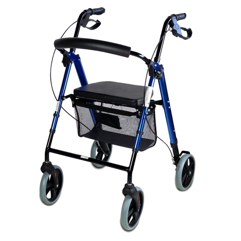 Andadores con ruedas para personas mayores, andador plegable con asiento y  cuatro ruedas de 8 pulgadas, andador médico con asas cómodas y respaldo