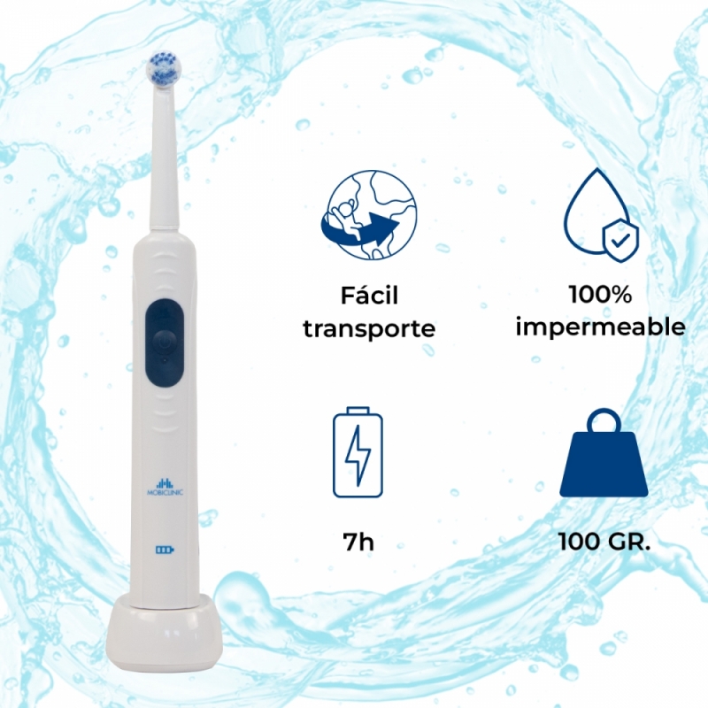 Cepillo dientes eléctrico, Recargable, Eficaz, Seguro, CD-01, Blanco, Incluye repuestos