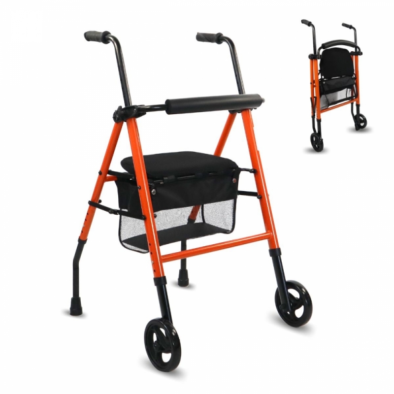 Andador para ancianos con 2 ruedas delanteras y 2 tacos traseros