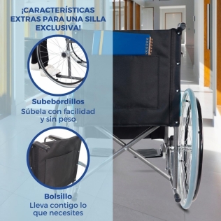 Silla de ruedas plegable, Ruedas grandes, Ortopédica, Ligera, Júcar