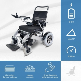 Silla de ruedas eléctrica plegable ligera premium de largo alcance  resistente silla de ruedas (negro)