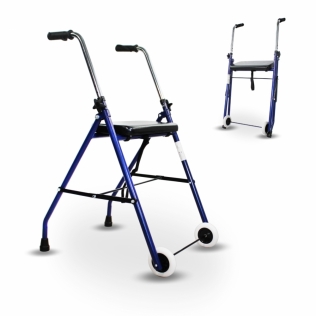 Andador para ancianos | Plegable | Asiento | 2 ruedas | Azul | Mérida | Clinicalfy