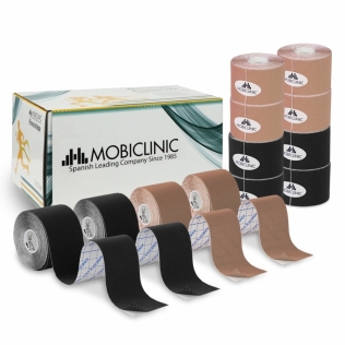 Pack de 2 Kinesiotape | Negro y Beige | Impermeable | Venda neuromuscular | 5mx5cm | Mobitape | Mobiclinic