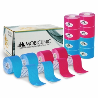 Pack de 2 Kinesiotape | Rosa y Azul | Impermeable | Venda neuromuscular | 5mx5cm | Mobitape | Mobiclinic